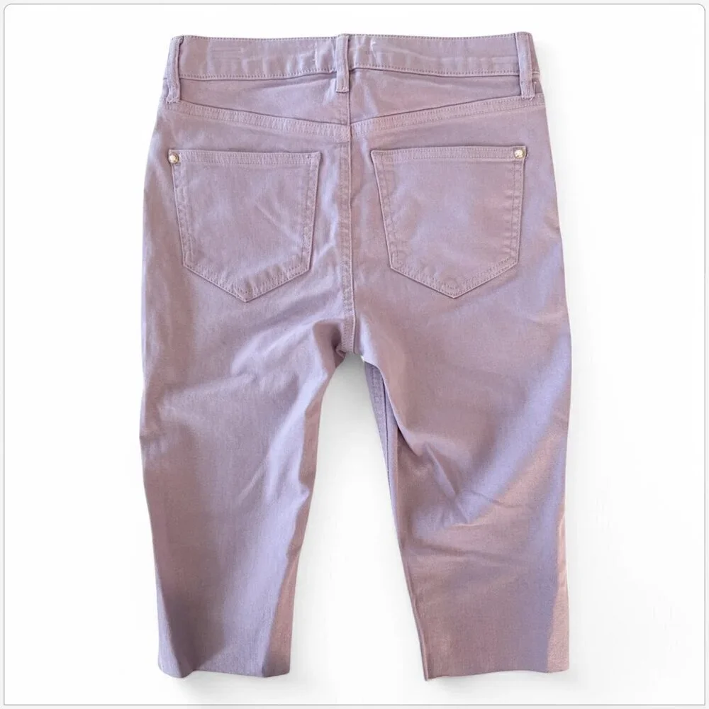 River Island Lavender Shimmer Stretch Denim Longline Shorts New NWT US 4